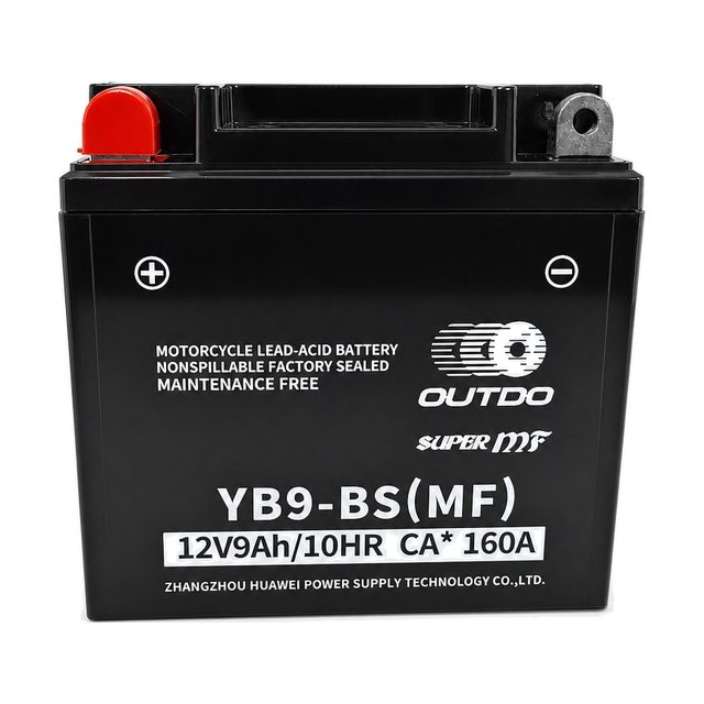 OUTDO YB9-BS, akumulator za motor YB9-B, prikazan od spredaj z obema priključnima poloma